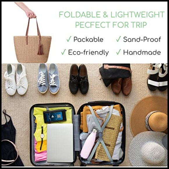 Straw Woven Tote Bag Handmade Shoulder Bag Summer Travel Chic Boho - Picture 6 of 7